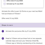 3x Velocity Points on Your Next 2 Fuel Purchases at 7-Eleven @ Velocity Frequent Flyer (Activation Required)