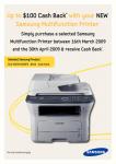 $100 Cashback on Samsung Printers SCX-4824FN or the SCX-4828FN