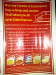 Get $5 Free* Fuel @ Coles Express, when you buy Continental Soups