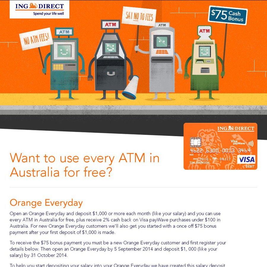 Orange Everyday Free 75 for New Customers ING Direct OzBargain