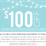 $100 OFF Your Next Photo Booth Hire in Sydney @ Paparazzi Studios