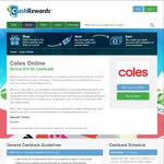 Cashrewards - $10 Cashback and Free Delivery on $100 Spend at Coles - New Coles Online Customers