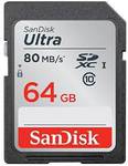 SanDisk Ultra 64GB Class 10 SDXC 80MB/s Card ~AU$34.90 (US$25.04) Delivered @ Amazon