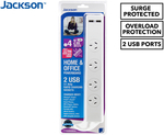Jackson 4 Outlet Powerboard with 2x 3.1amp USB Ports w/ Surge Protection $10 + Shipping (Free over $45 with Club Catch) @ Catch