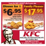 $6.95 KFC Dinner for 1 - 3 Pces Chicken, Roll, Potato Gravy, Coleslaw (VIC)