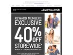 Jeanswest 40% off Storewide Mon 14 - Sun 20 Nov