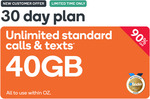 40GB+Unlimited T&T - Kogan Mobile Prepaid Voucher Code: EXTRA LARGE (30 Days | 40GB) - New Customers Only - $4.90