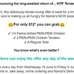 $12 Wed/Thu/Fri Deal – 1/4 Chicken, 2 Chicken Tenders & A Regular Side (Available Everyday with PERi-Perks) @ Nando's