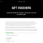 [VIC, NSW] 20% Bonus Value (as a Separate Voucher) When Purchasing Any LUCAS Restaurant Voucher over $100 @ Lucas Online