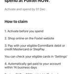 Get 50% Cashback on Foxtel Now First Month Subscription $12.50-$52 @ CommBank Rewards