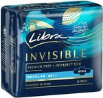 Libra Invisible Regular Pad with Wings 12 Pack $2.71 (RRP $5.35) + Delivery ($0 with Prime/ $39 Spend) @ Amazon AU