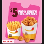 20pc Chick'n Pop'n & Medium Chips for $5 @ Hungry Jack's (App Required)