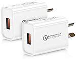 18W Quick Charge 3.0 USB Charger (2 Pack, White) $10.60 + Delivery ($0 with Prime/ $39 Spend) @ Wong Direct via Amazon AU