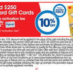 [NSW, ACT] Scan Registered Flybuys Card & Get 10% off $100 & $250 Coles MasterCard Gift Cards ($5/$7 Activation Fee) @ Coles