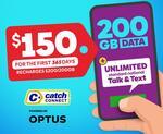 Catch Connect 365-Day 200GB Prepaid Mobile SIM Plan $150 (New Customers Only) @ Catch Connect