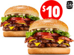 2x Texan Bacon Deluxe Burgers for $10 (Usually $19.30) @ Hungry Jack's - Pick Up Only (App Required)