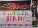 $10 off Sinister Products (MMA Brand) When Shopping Online