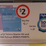 Telstra $2 Prepaid SIM Starter Kit with 500 Flybuys Bonus Points ($2.50) @ Coles - $0.50 Profit