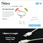 Tikbro MFI Lightning Cable for iPhone, iPad, iPod for $9.99 + $0 Shipping; Micro USB 1m $2.25 @ Tikbro