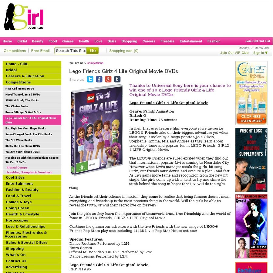 Win One Of 10 Lego Friends Girlz 4 Life Original Movie Dvds From