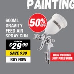 Blackridge Air Spray Gun Gravity Feed - 600ml $29.99 (Save $30) [$24.99 for New Members] @ SCA