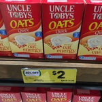 Uncle Toby's Quick/Traditonal Oats 500g $2 @ Woolworths