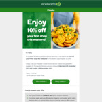 Woolworths 10% off for Existing Woolworths Mobile Customers (Max $500 Purchase) [$30 Min Spend In-Store, $50 Online]