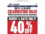 40% off Everything at Williams Shoes - Australia Fair, Qld Store Only until 19/06/11