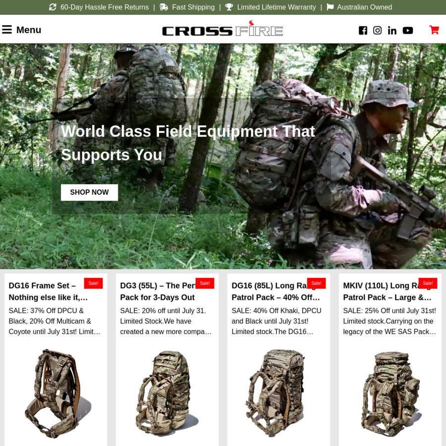 Up to 40% off Crossfire Packs & Pouches @ Crossfire - E.g. DG16