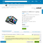 Dell Inspiron 11 3000 2-in-1 Laptop, 768p Touchscreen, AMD A9-9420e, 4GB RAM, 128GB eMMC $399 @ Dell Au