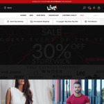 30% Storewide + Tops from $14 @ Live Clothing