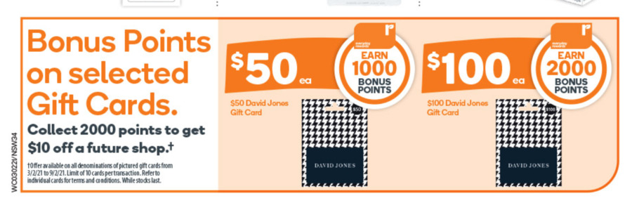 20x Everyday Rewards points on Apple gift cards @ Woolworths (16