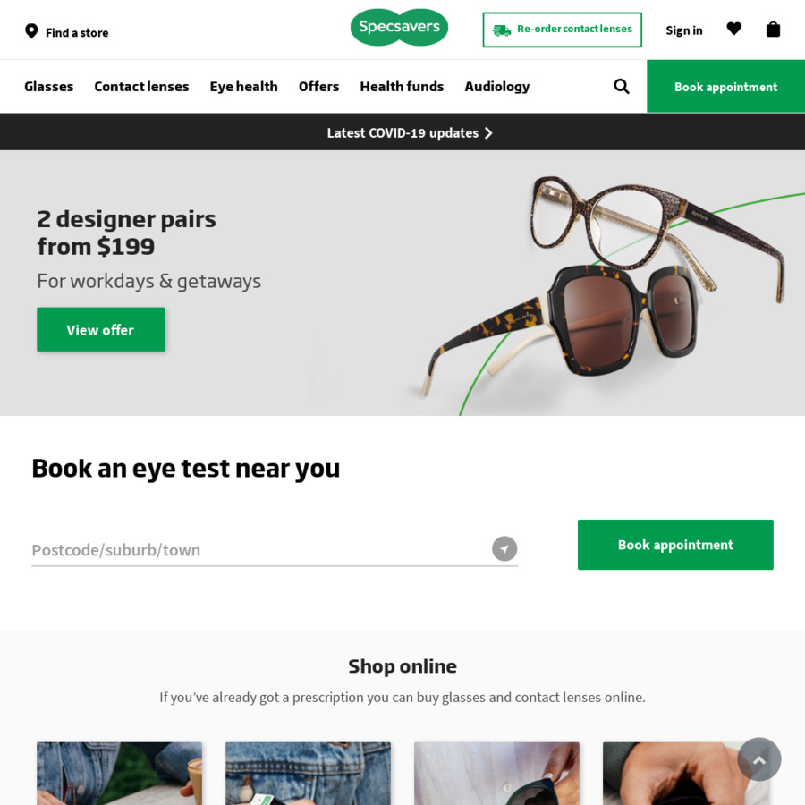 $30 off $119 Spend + Free Standard Delivery @ Specsavers - OzBargain