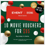 10 Movie Vouchers for $95 @ Event Cinemas (In Cinema Offer Only)