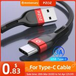PZOZ USB to USB-C Nylon Braided Cable 1m US$1.38 (~A$1.85), 2m US$1.84 (~A$2.46) Delivered @ PZOZ Official AliExpress