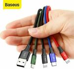 Baseus 4x USB A to Lightning/USB-C/Micro (OOS) .5m $15.20, 1.2m $19.17 | USB A->C .5m $11.58, 1m/3m $13, 2m $15.09 @ Baseus eBay