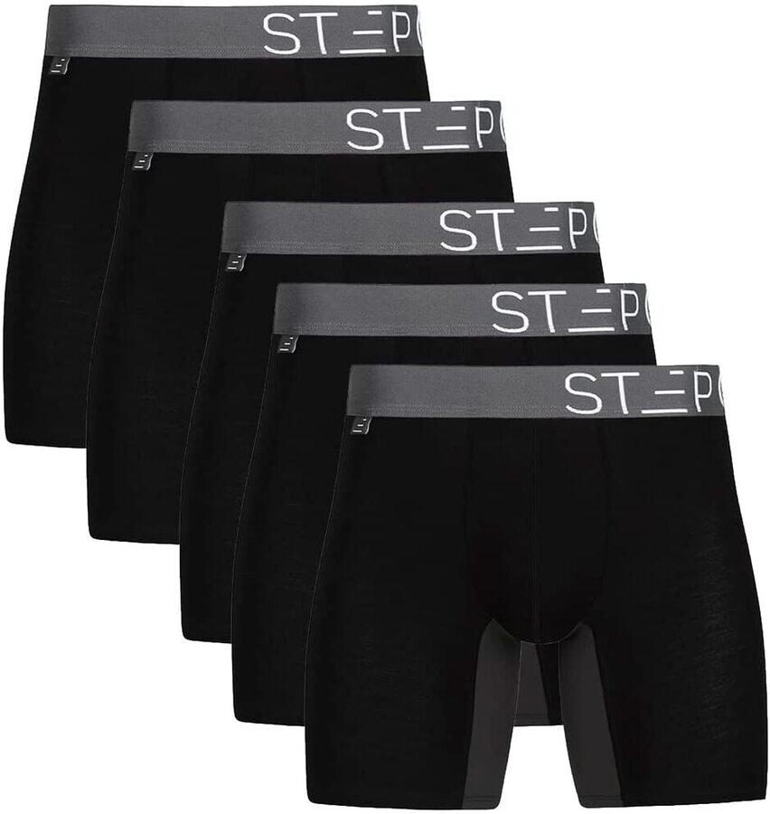 STEP ONE Womens Bamboo Boxer Brief Underwear, Black, M: Buy Online