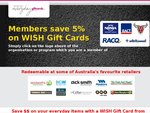5% off Wish Gift Cards with Free Delivery, for Car Club Members