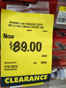 Ozito PXC Cordless Pruning Saw $89 (Was $119) and More @ Bunnings Warehouse