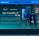 4 Months Free Disney+ Subscription @ Ticketmaster