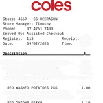 [QLD] Red Royale Washed Potatoes 2kg $1 & Other Reduced to Clear Produce @ Coles Deeragun