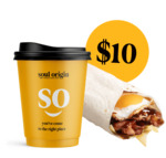 Breakfast Wrap (28/2-13/3) or Breakfast Roll (14/3-27/3) with a Small Coffee $10 @ Soul Origin