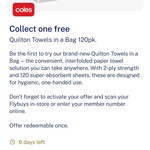 Free Quilton 2-Ply Paper Towel In A Bag 120-Pack at Coles @ Flybuys (Activation Required)