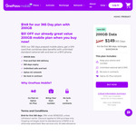 OnePass Mobile 365-Day 200GB Prepaid Mobile Plan $149 (Was $200) Delivered (New Services Only) @ OnePass Mobile