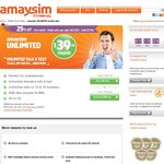 25% off First Month of Amaysim Unlimited and 10% off Mobile Broadband+ Potential $10 Free Credit