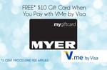 Scoopon - $10 Myer Gift Card for 1 Cent When You Pay with V Me
