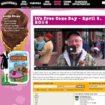 Free Cone Day at Ben & Jerrys Scoop Shop, 8th April 2014 Melbourne, Sydney, Gold Coast, Perth