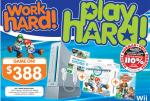 Wii + Wii sports + Mario Kart game + Steering Wheel + Big family games = $388 at Harvey Norman