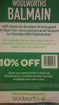 Woolworths Leichhardt, Marrickville, Ashfield and Lane Cove (NSW). 10% off Min $40 spend voucher