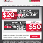 Kogan: Spend $100 Get $20 Credit, Spend $200 Get $50 Credit